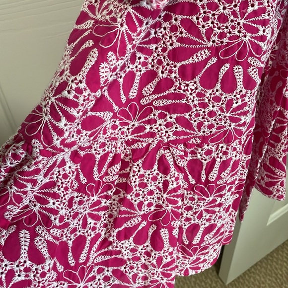 LOFT Pink and White Floral Embroidered Dress. NEW with Tags Sz 14 - Picture 5 of 7